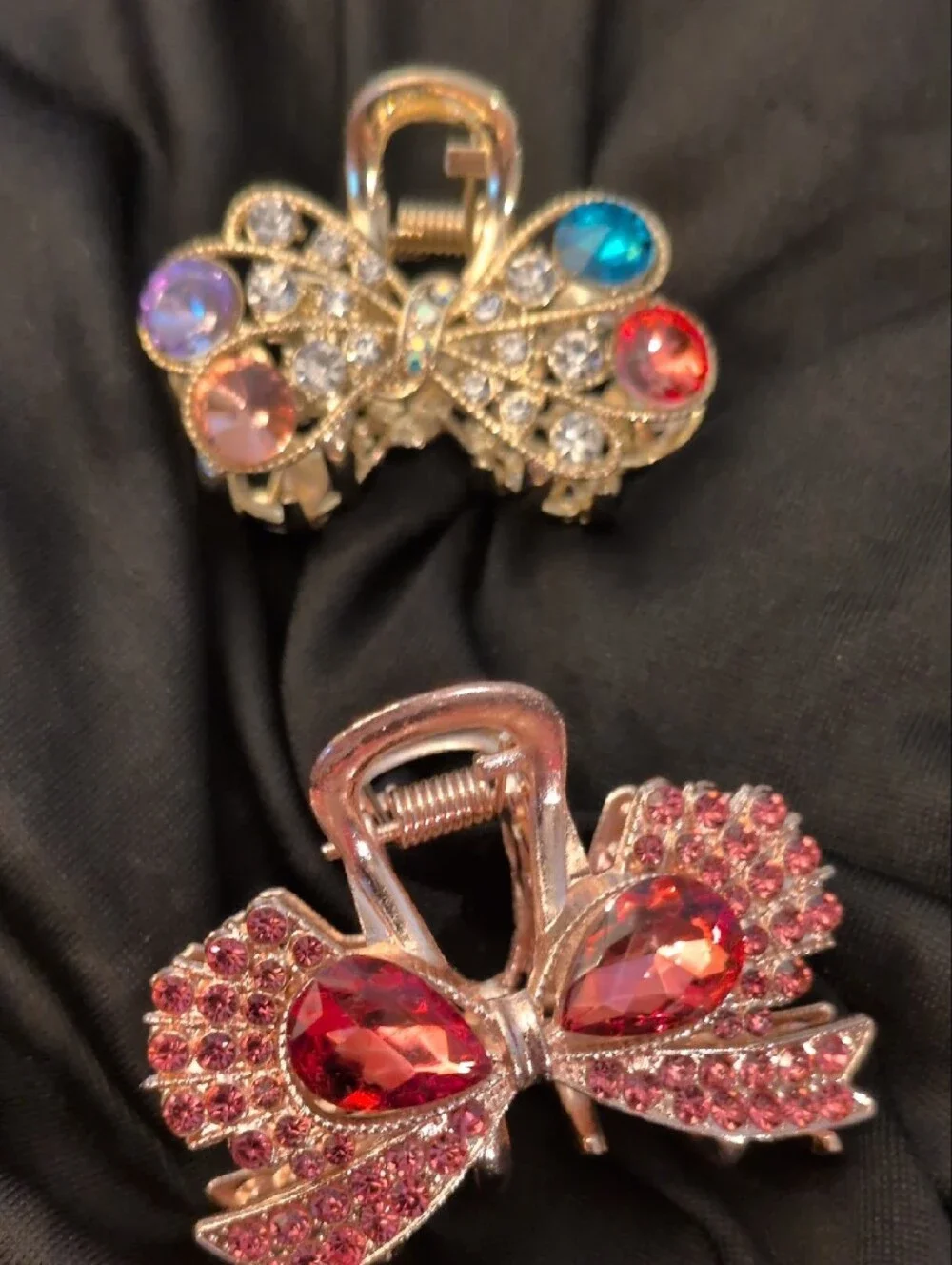 Crystal Butterfly Hair Claw Clip - Pink and Multicolor